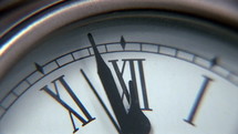 Close-up view of a clock.
