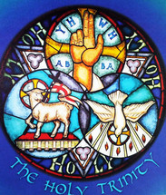 The Holy Trinity, God the Father, God the Son, God the Holy Spirit, Symbols, Icons, Dove, Yahweh, Lamb of God represented by iconography and symbols representing the Holy Trinity of God the Father, God the Son and God The Holy Spirit. The Holy Spirit is represented by the Dove, God the Son is represented by the Lamb of God symbolizing Jesus as the ultimate sacrifice for our sins and the Hand of God writing on the wall as spoken of in the book of Daniel. 