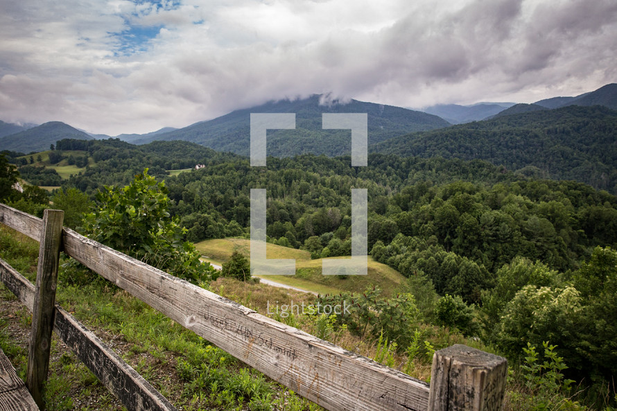 fence line and mountain view in Tennessee 