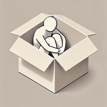 Illustration of a man in a box