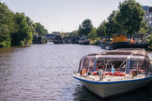 a water taxi in a canal in the Netherlands 