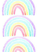 watercolor rainbows on a white background 