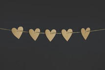 banner of brown paper hearts 