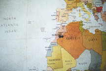 pin in Morocco on a map 