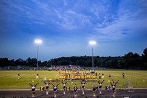 Cheerleaders at a football game 