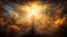 Jesus in the clouds. He has risen and ascended to the Father. A glorified Christ