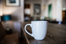 steaming coffee mug 
