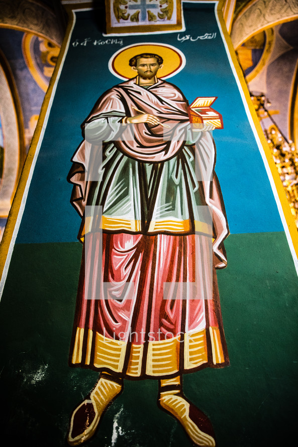 biblical paintings in an ancient church 