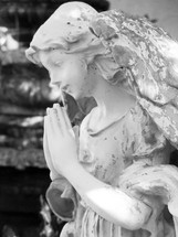 Distressed angel statue - black and white
