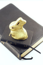 candy Easter bunny on a Bible 
