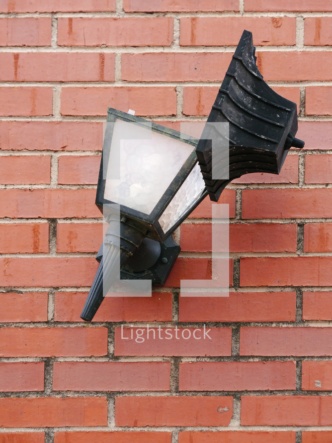 broken tilted lantern style light