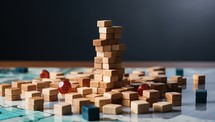 Wooden blocks stacked on top of each other on a table.