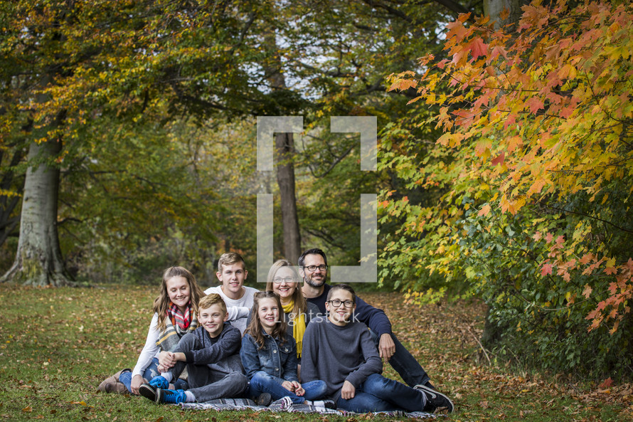 family photo outdoors in fall 