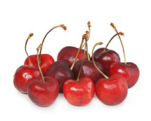  cherries on white background.