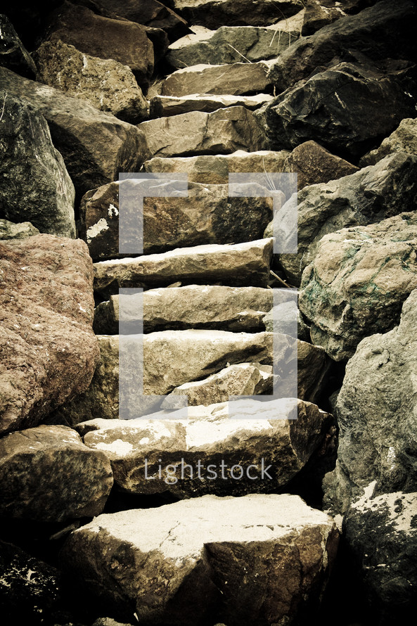 stacked rocks for stairs