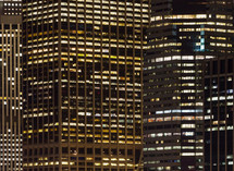 New York city buildings at night 