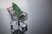 Christmas tree in a shopping cart 