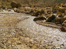 stream flowing in a desert 