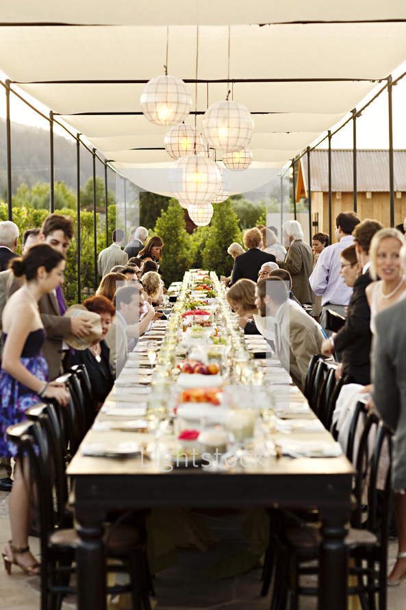 Wedding party long table diner celebration outdoor 
