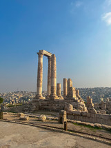 The majestic ruins of the ancient Roman temple of Hercules in Amman.