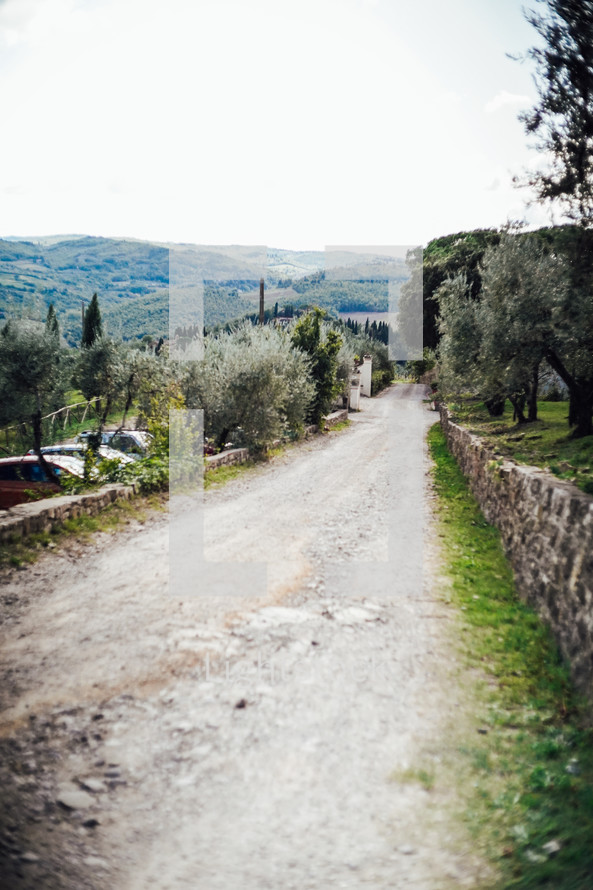 rural dirt road in Italy 