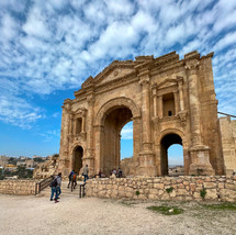 Arch of Hadrian in the ancient Jordanian city of Gerasa, preset-day Jerash, Jordan. It is located about 48 km north of Amman. Ancient Roman city of Jerash is one of the main attractions of Jordan.
