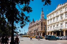 parked cars and buildings in downtown Havana, Cuba 