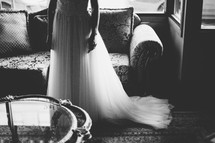 a bride standing in a room 