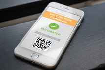 vaccination certificate on a cellphone 