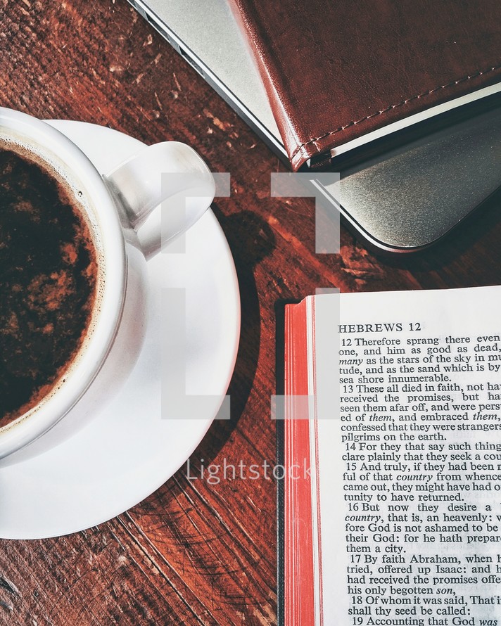 Hebrews 12 and coffee cup 