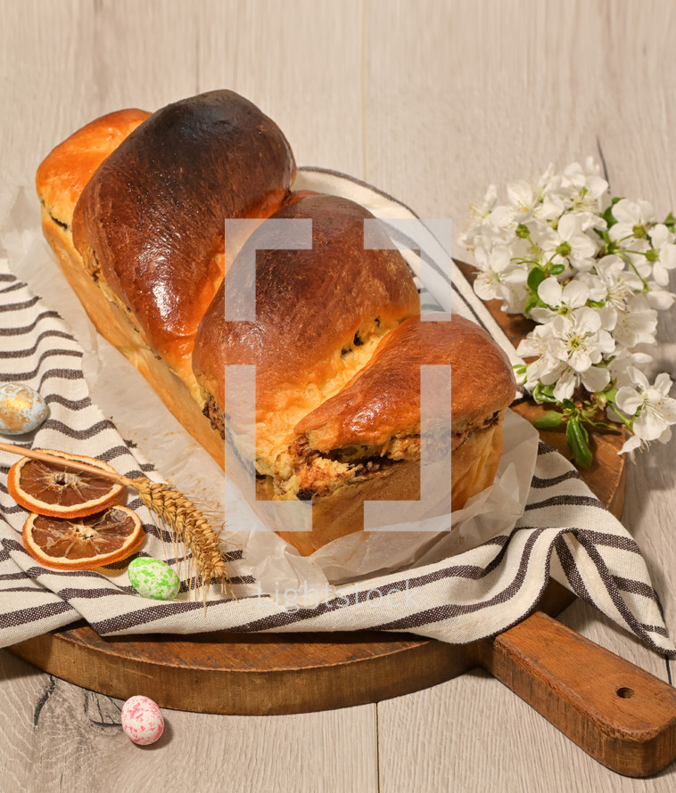 Romanian Easter bread ... Cozonac on Easter Table
