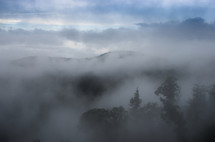 clouds and fog over mountains in North Carolina 