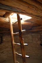 wood ladder in a cellar 