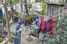 clothes drying on a clothesline 