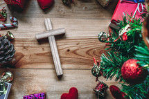 Christmas Time celebration, Christmas decorations and cross
