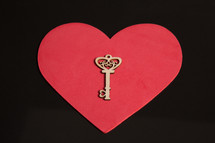 skeleton key on a paper heart 