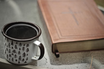 coffee mug and Bible 