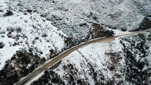 mountain road and snow 