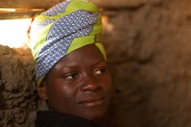 scarf on the head of a woman in Africa 