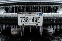 ice on an Ontario license plate 