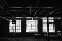 light through a window in a warehouse 