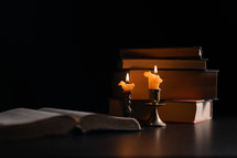 Bible and candlelight