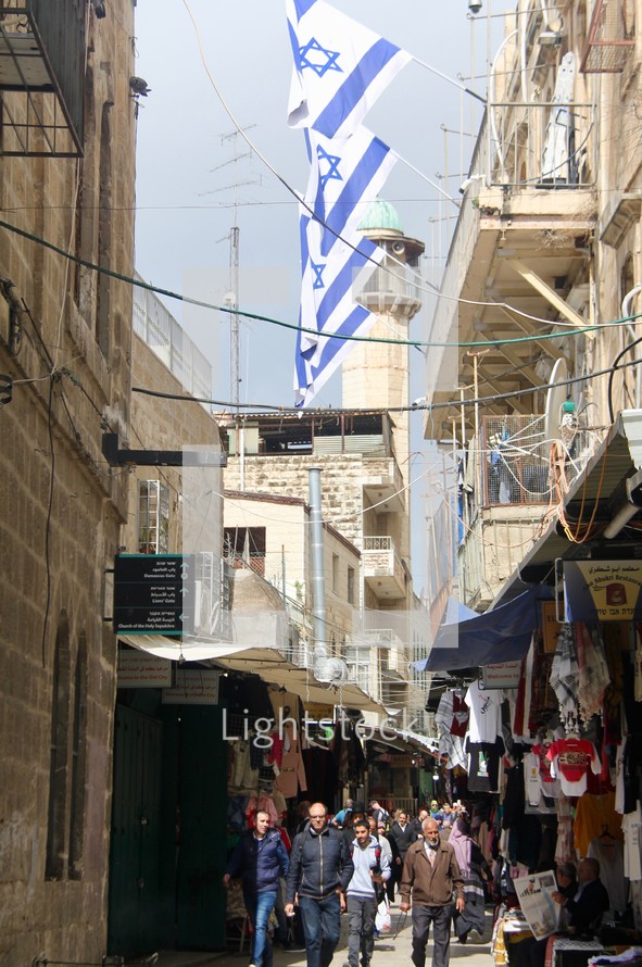 people walking the streets of Jerusalem 