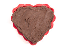 A Heart Shaped Chocolate Bowl Filled with Chocolate Hummus Dip Spread