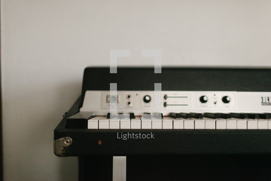 An electronic piano keyboard.