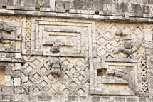 detail on Uxmal Mayan Ruins at Yucatan Mexico
