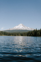 mountain lake and mountain peak 