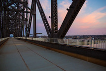 pedestrian bridge at sunset 