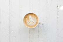 coffee on a white wood background 