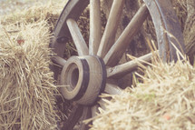 wagon wheel and hay